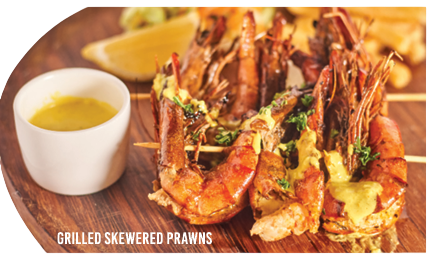 Grilled Skewered Prawns